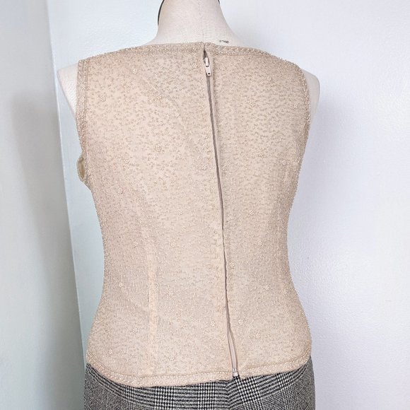 Vintage 90s Cream Beaded Two Piece Tank Top And Evening Jacket Set - Picture 6 of 15